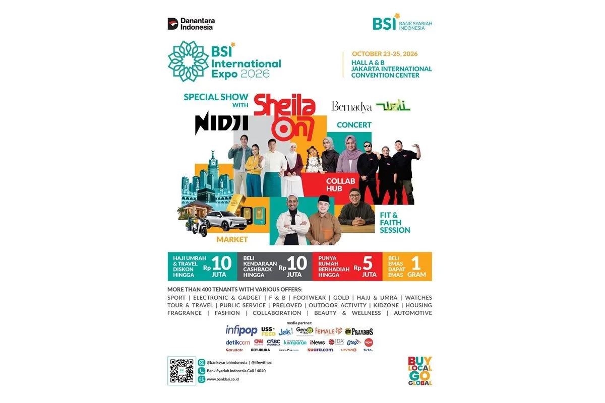 Sheila On 7 dan Nidji tampil dalam Special Show BSI International Expo (BIE) 2026 di Jakarta International Convention Center (JICC), Jakarta, Minggu (25/10/2026).